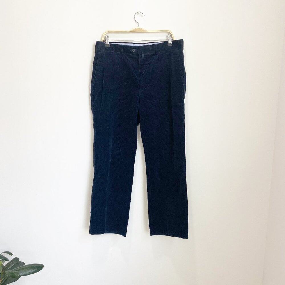 Faconnable Men's Dark Blue Corduroy Pants Size 34